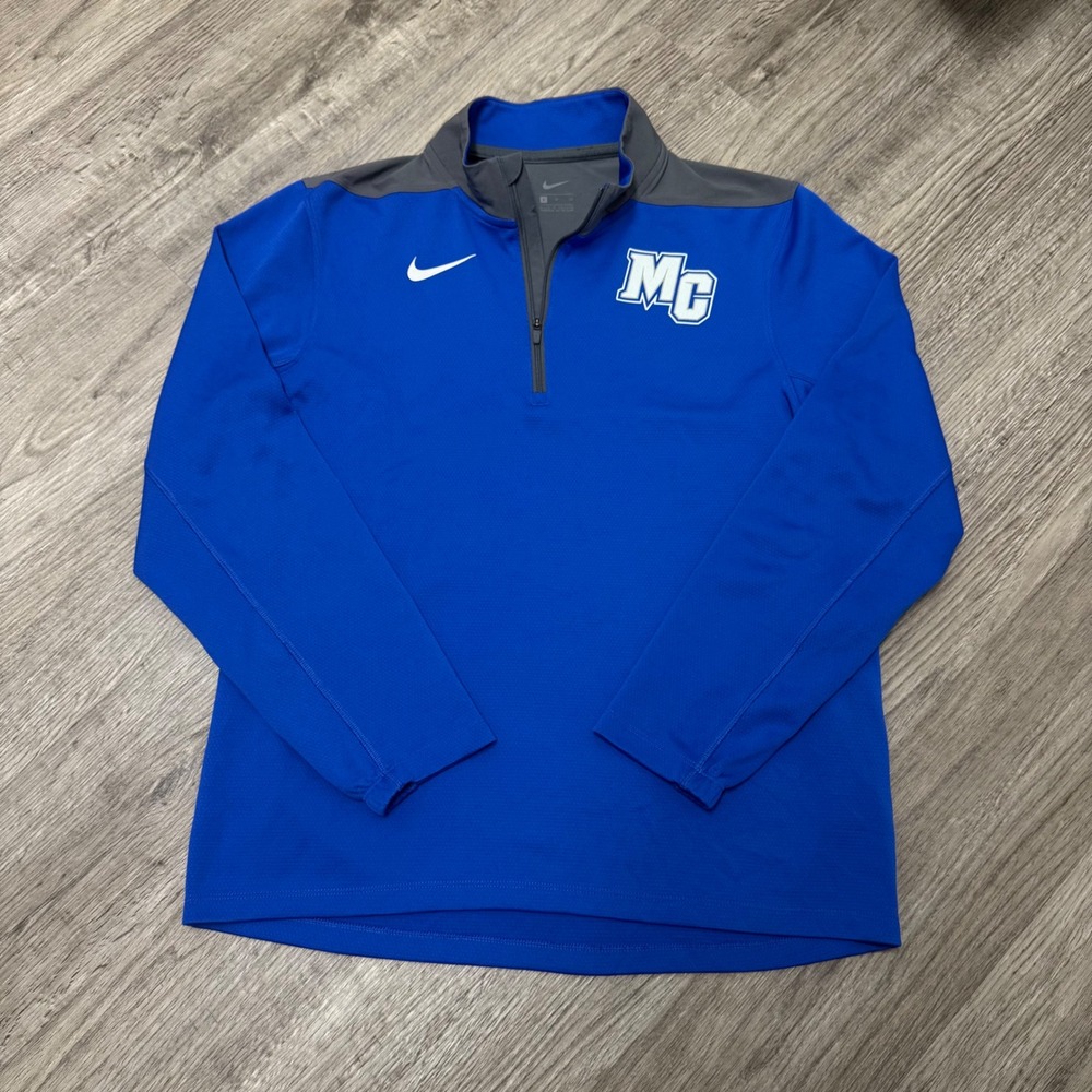 Nike Mens Royal Blue Grey 1/4 Zip Pullover Jacket MC Logo DH3410-480 Size Small